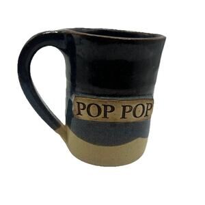 Pottery Stoneware Glazed Pop Pop Embossed Coffee Mug Cup